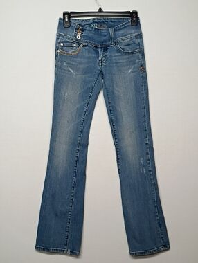 Miss Me Medium Blue Flare Jeans with Embroidered Pockets